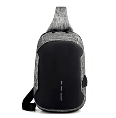 Waterproof anti-theft men's travel chest bag by Memories but Unique, shown with adjustable strap and secure zipper closure.